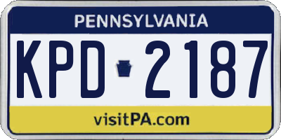 PA license plate KPD2187