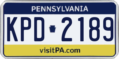 PA license plate KPD2189