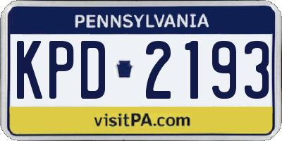 PA license plate KPD2193