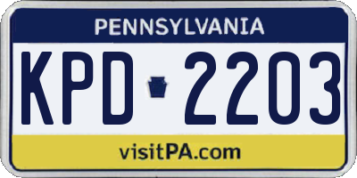 PA license plate KPD2203