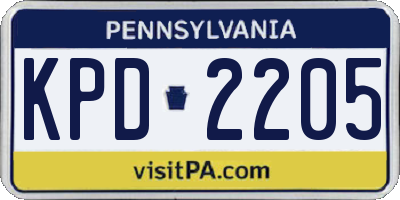 PA license plate KPD2205