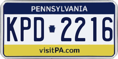 PA license plate KPD2216