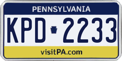 PA license plate KPD2233