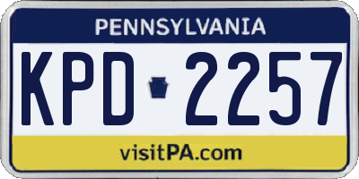 PA license plate KPD2257