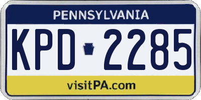 PA license plate KPD2285