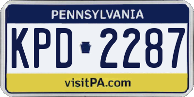 PA license plate KPD2287