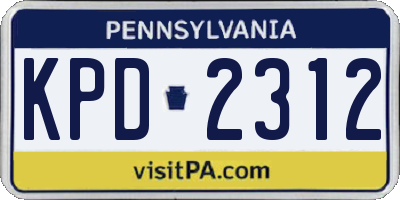 PA license plate KPD2312
