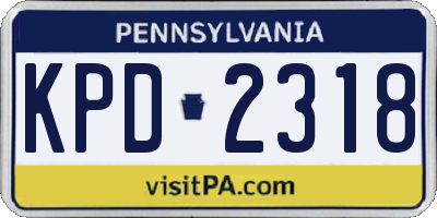 PA license plate KPD2318