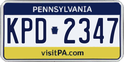PA license plate KPD2347