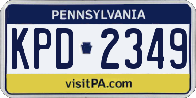 PA license plate KPD2349