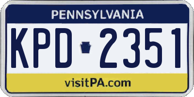 PA license plate KPD2351