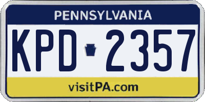 PA license plate KPD2357