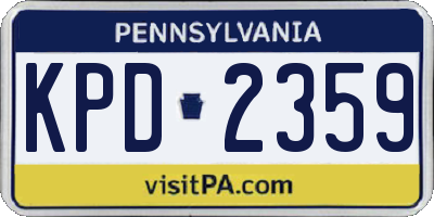 PA license plate KPD2359