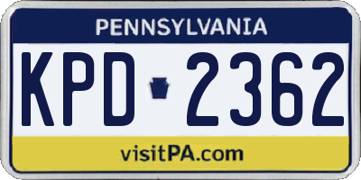 PA license plate KPD2362