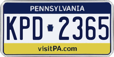 PA license plate KPD2365