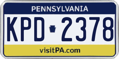 PA license plate KPD2378
