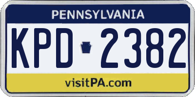 PA license plate KPD2382