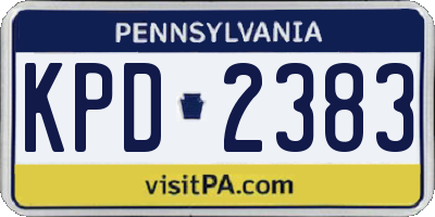 PA license plate KPD2383