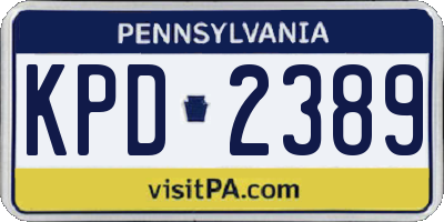 PA license plate KPD2389