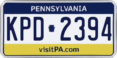 PA license plate KPD2394