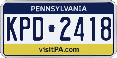 PA license plate KPD2418