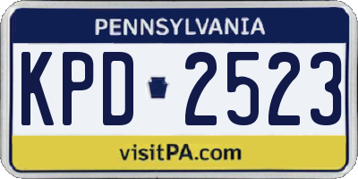 PA license plate KPD2523
