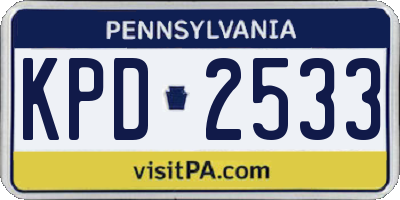 PA license plate KPD2533