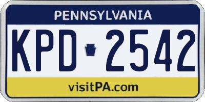 PA license plate KPD2542
