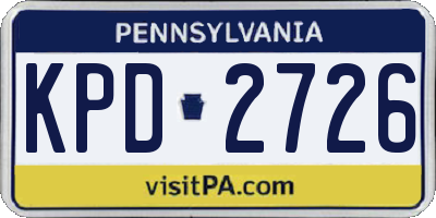 PA license plate KPD2726