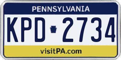 PA license plate KPD2734