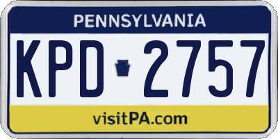 PA license plate KPD2757