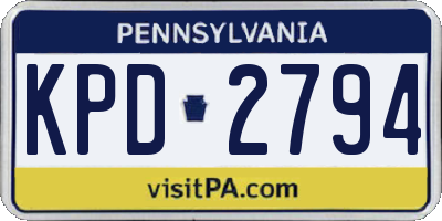 PA license plate KPD2794