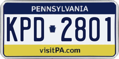 PA license plate KPD2801