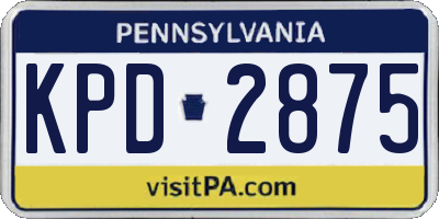 PA license plate KPD2875