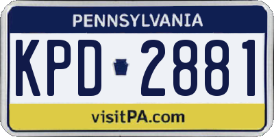 PA license plate KPD2881
