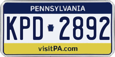 PA license plate KPD2892