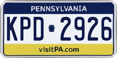 PA license plate KPD2926