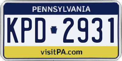 PA license plate KPD2931