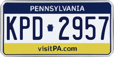 PA license plate KPD2957