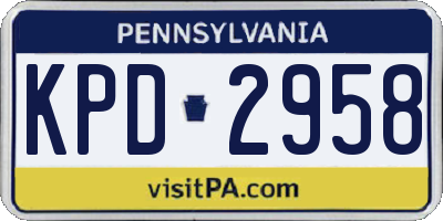 PA license plate KPD2958