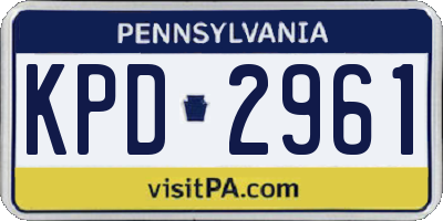 PA license plate KPD2961