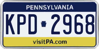 PA license plate KPD2968