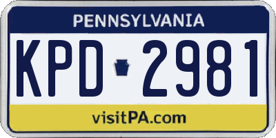 PA license plate KPD2981