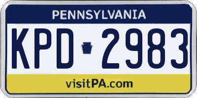 PA license plate KPD2983