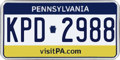 PA license plate KPD2988