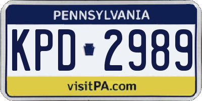 PA license plate KPD2989