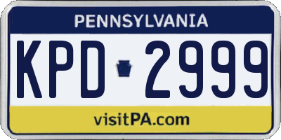 PA license plate KPD2999