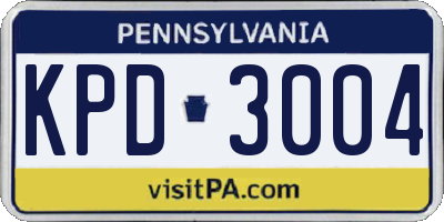 PA license plate KPD3004