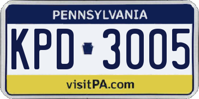 PA license plate KPD3005