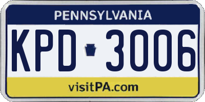 PA license plate KPD3006
